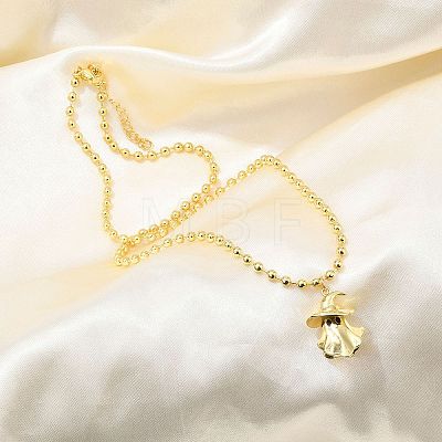 Brass Black Enamel Halloween Ghost Pendant Necklaces LS-NJEW-B135-01A-G-1