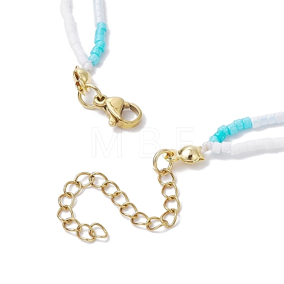 Glass Beaded Double Layer Necklaces NJEW-MZ00070-1