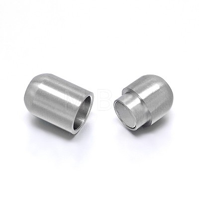 Barrel 304 Stainless Steel Magnetic Clasps with Glue-in Ends X-STAS-D059-18C-1