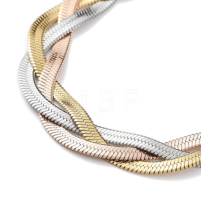 Ion Plating(IP) 304 Stainless Steel Herringbone Chains Bracelet for Women BJEW-F466-03M-1