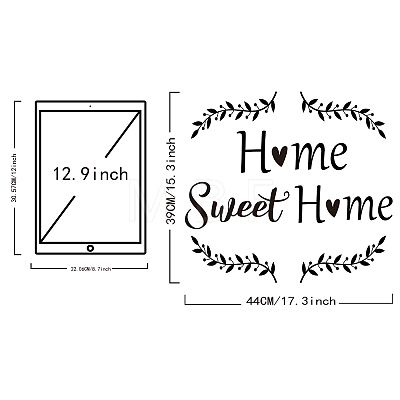 Rectangle with Word Home Sweet Home PVC Wall Stickers DIY-WH0228-121-1