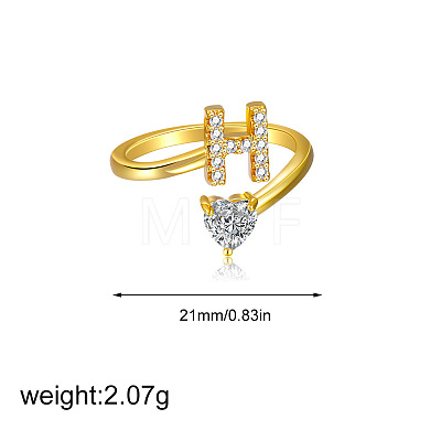 Brass Micro Pave Clear Cubic Zirconia Cuff Open Rings FS-WGF859A-08-1