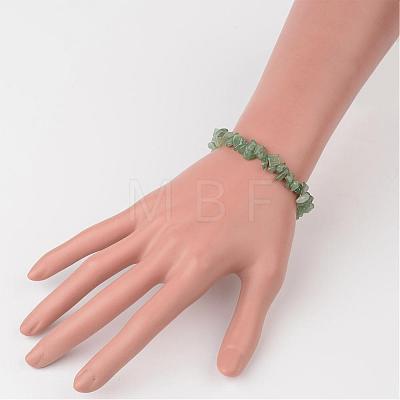 Natural Green Aventurine Chip Beaded Stretch Bracelets BJEW-JB02243-01-1