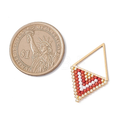 Glass Seed Beaded Rhombus Pendants PALLOY-MZ01085-1