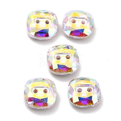 2-Hole Square Glass Rhinestone Buttons BUTT-D001-C-1