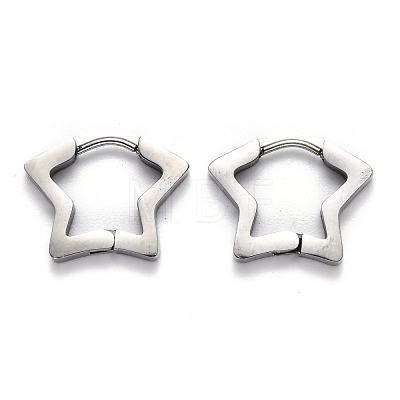 304 Stainless Steel Star Huggie Hoop Earrings STAS-H156-07P-1
