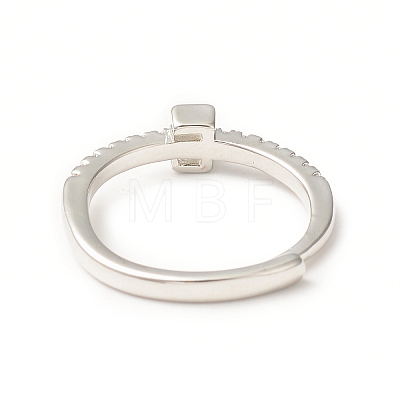 Clear Cubic Zirconia Initial Letter Adjustable Ring RJEW-C052-01P-E-1