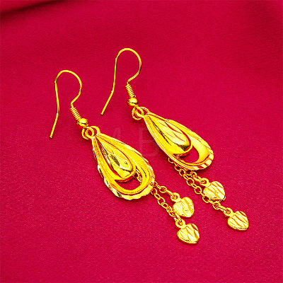 Teardrop with Heart Alloy & Brass Dangle Earrings FS-WGF4F4A-01-1