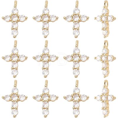 12Pcs Brass Micro Pave Cubic Zirconia Pendants KK-CA0003-65-1