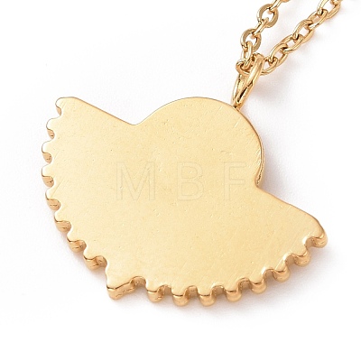 Ion Plating(IP) 304 Stainless Steel Fan Pendant Necklace for Women NJEW-E014-04G-1