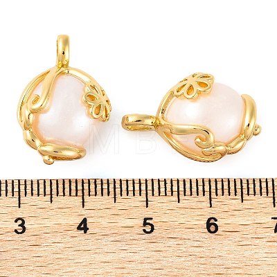 Rack Plating Brass & Natural Pearl Pendants KK-H486-17G-1