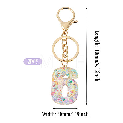 Number 6 Transparent Resin Keychains KEYC-TADJ0001-10F-1