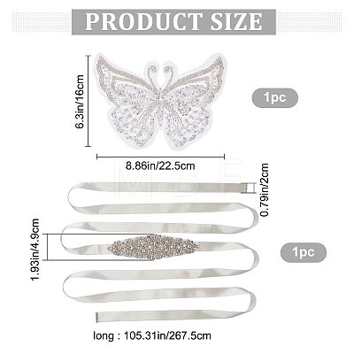 Gorgecraft 1Pc 3D Butterfly Polyester Computerized Embroidery Appliques for Wedding Dress DIY-GF0006-64-1