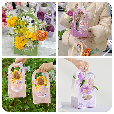 6 Sets 3 Colors Paper Flower Packing Baskets CON-TA0001-40-1