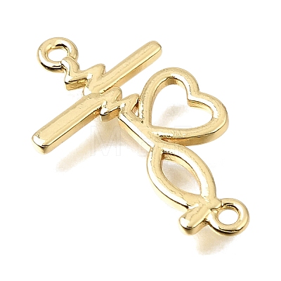 Brass Heart with Jesus Fish Links Connector Charms KK-C263-27B-G-1