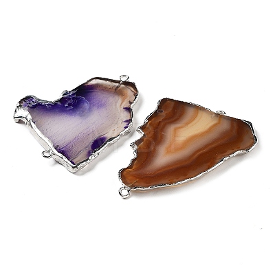 Natural Agate Dyed Nuggets Connector Charms G-Q016-01-1