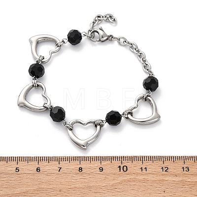 201 Stainless Steel Heart Link Chain Bracelets BJEW-B078-177P-01-1