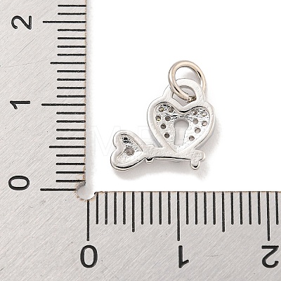 Rack Plating Brass Micro Pave Clear Cubic Zirconia Charms KK-Q814-05P-1