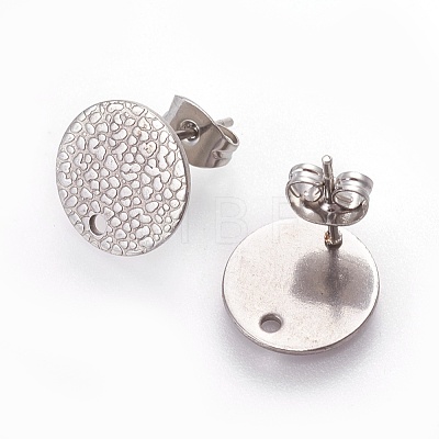 304 Stainless Steel Ear Stud Findings STAS-O119-15C-P-1