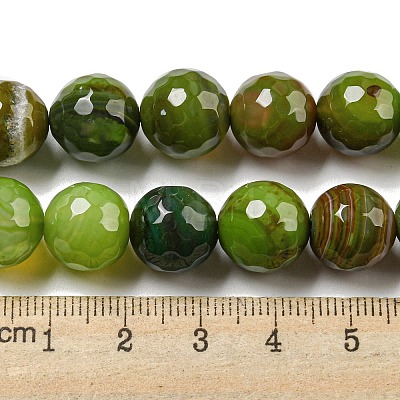 Faceted Natural Banded Agate Beads Strands G-F447-12mm-O05-1