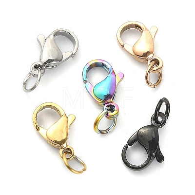 5Pcs 5 Colors 304 Stainless Steel Lobster Claw Clasps STAS-YW0001-53-1