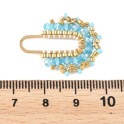 Brass & Seed Beaded & Glass Connector Charms PALLOY-MZ01372-01-1