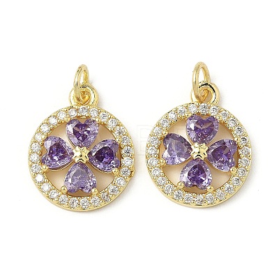 Brass Micro Pave Cubic Zirconia Pendants KK-K293-60G-1