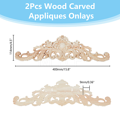 Wood Carved Onlay Applique Craft WOOD-WH0043-02-1