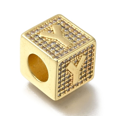 Brass Cubic Zirconia Beads KK-Q818-01Y-G-1