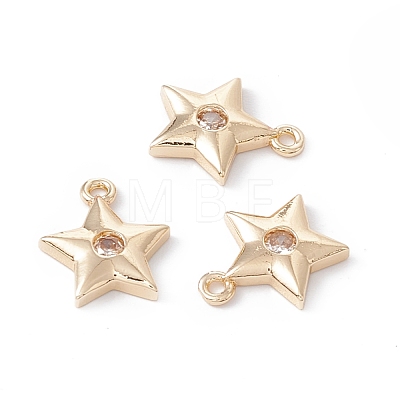 Rack Plating Brass Micro Pave Clear Cubic Zirconia Charms KK-G433-15G-1