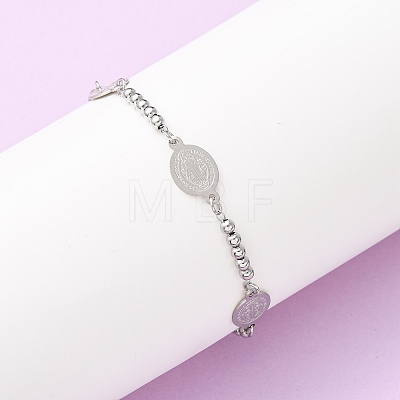Religion 304 Stainless Steel Link Bracelets BJEW-F524-04A-P-1