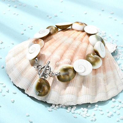 Natural Shiva Eye Shell Charm Bracelets BJEW-JB14014-1