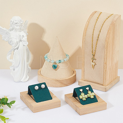 3Pcs 1-Slot Rectangle Wood Earring Display Stands EDIS-DR0001-06-1
