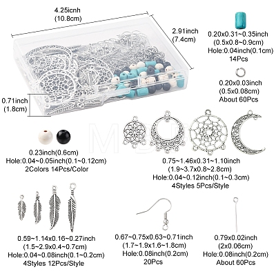 DIY Woven Net/Web with Feather Earring Making Kits DIY-FS0008-65-1