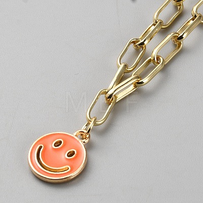 4Pcs 4 Style Smiling Face & Moon & Star Alloy Pendant Necklaces Set NJEW-H023-01-1