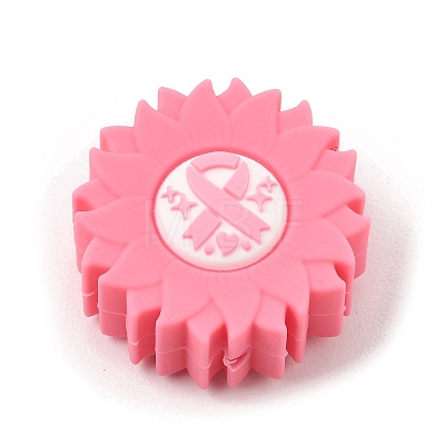 Breast Cancer Awareness Pink Ribbon Theme Silicone Beads SL-CBA6E7F-01B-1