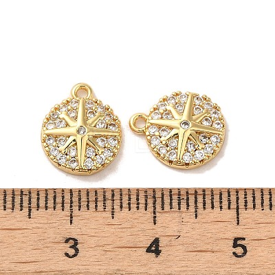Brass Micro Pave Clear Cubic Zirconia Charms KK-E098-11G-1