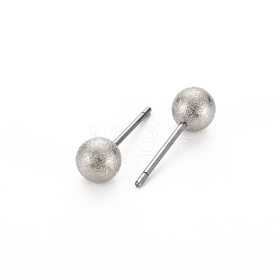 Frosted Imitation Pearl Ball Stud Earrings for Women EJEW-S213-01C-C03B-RS-1