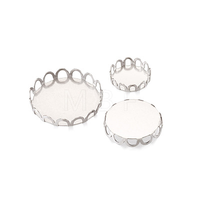 150Pcs 5 Styles 316 Surgical Stainless Steel Lace Edge Bezel Cups STAS-CD0001-09-1