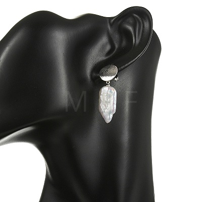 Natural Baroque Pearl Keshi Pearl Dangle Stud Earrings for Women EJEW-JE07044-1