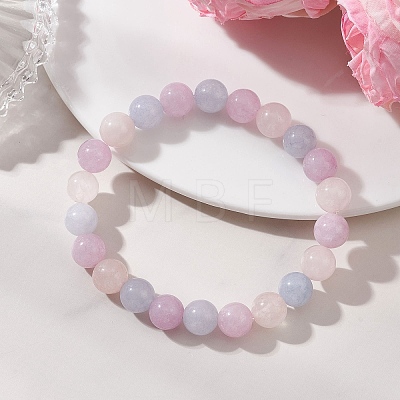 Natural Aquamarine & Rose Quartz & Amethyst Round Beads Stretch Bracelets for Women BJEW-JB13528-1