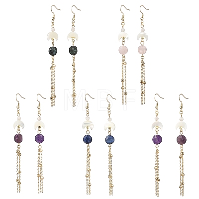 Natural Gemstone Dangle Earrings EJEW-JE06813-1
