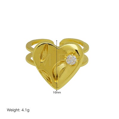 Brass Pave Clear Cubic Zirconia Cuff Open Rings WGDC6FB-01-1