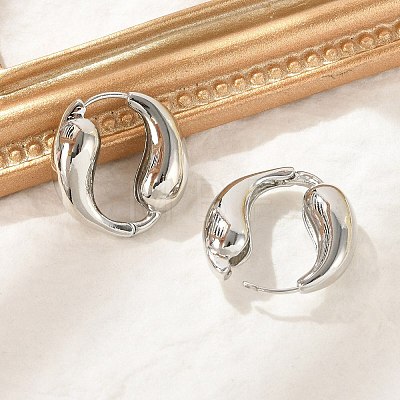 Brass Hoop Earrings for Women EJEW-U041-09P-1