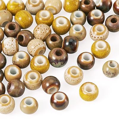 50Pcs 5 Colors Handmade Porcelain Beads PORC-TADJ0001-06B-1