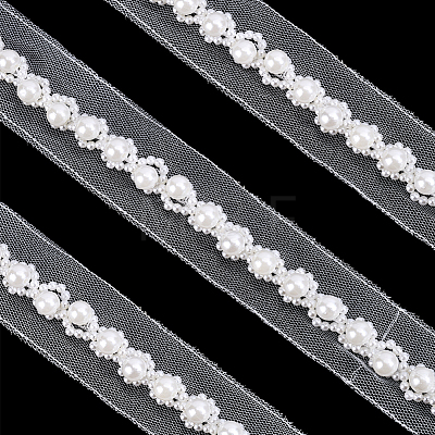 2Yards Netting Fabric Beaded Trim Ribbon OCOR-ME0001-64A-01-1