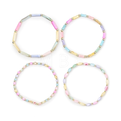 Dyed Natural Freshwater Shell & Electroplate Non-magnetic Synthetic Hematite Beads Stretch Bracelets for Women BJEW-JB13632-1