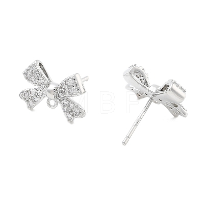 Brass Clear Cubic Zirconia Stud Earring Findings KK-A238-02A-P-1