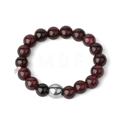 4MM Round Natural Garnet Beaded Stretch Rings VM0712-13-1