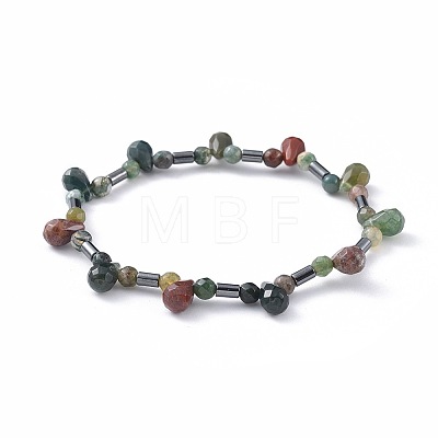 Non-magnetic Synthetic Hematite Beads Stretch Bracelets BJEW-JB04659-01-1